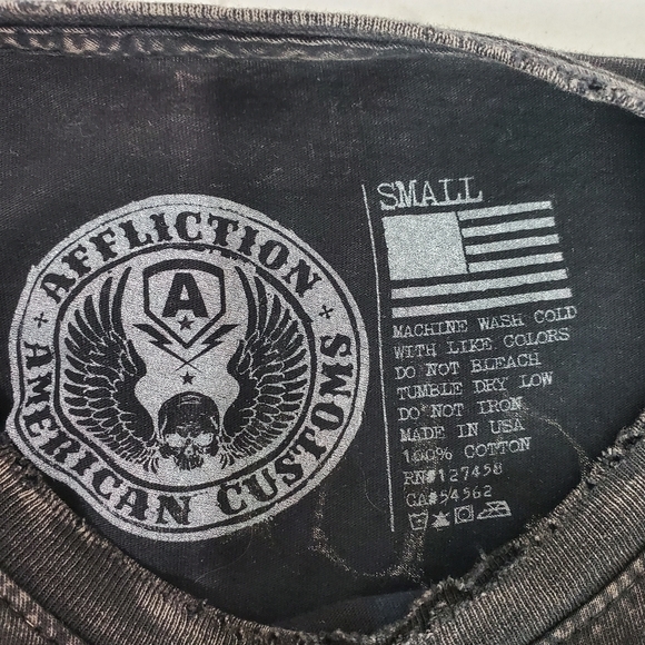 Affliction Women’s T-Shirt American Customs Motor Club Y2K Acid Wash Sz S - Picture 5 of 9